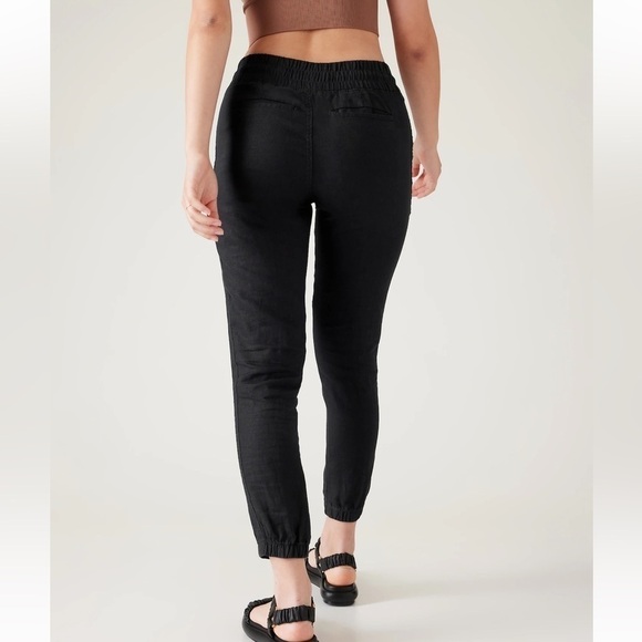 Athleta Cabo 100% Linen black jogger with elastic thick waist band Sz-6. G6 - Picture 3 of 11
